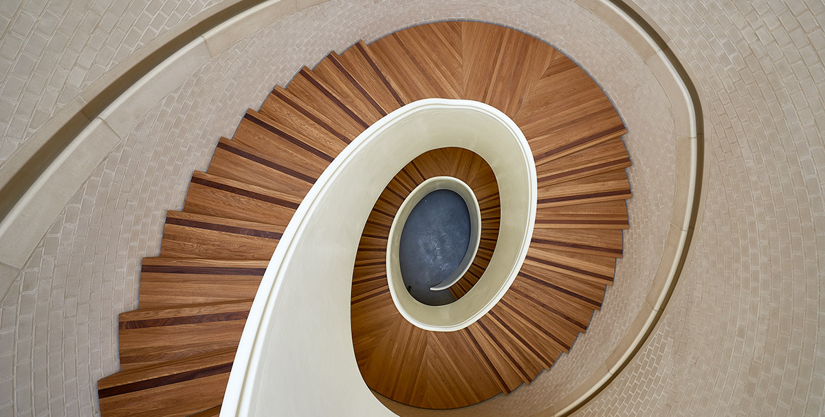 Lime Green Lime Mortar was used here in the stunning spiral stairwell at the Newport St Gallery, Vauxhall, London
