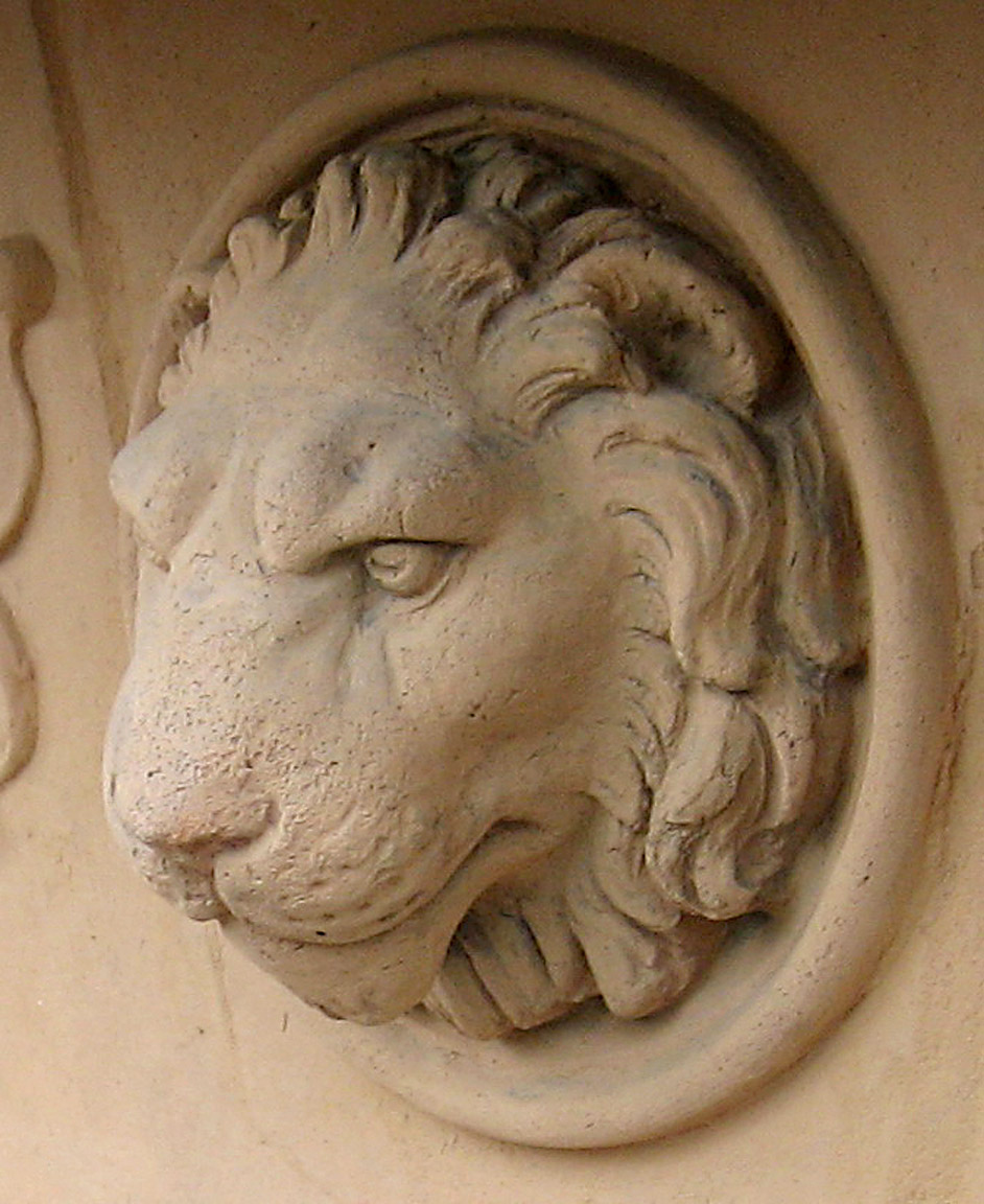 Lion in cement moulded